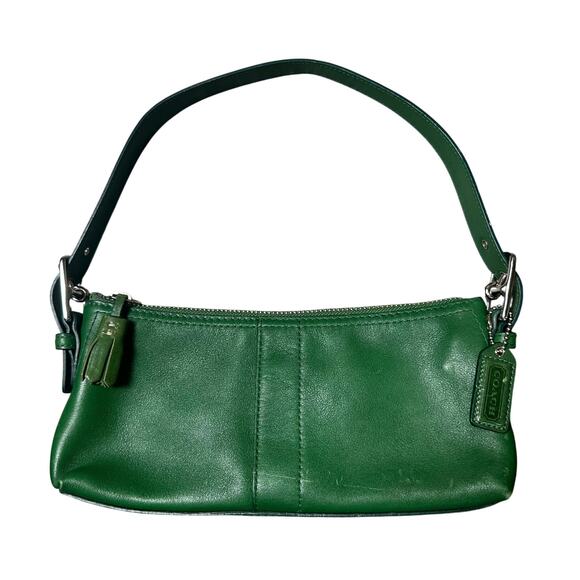 Coach Handbags - Coach Vintage Y2K Leather Green Hampton Baguette Shoulder Bag